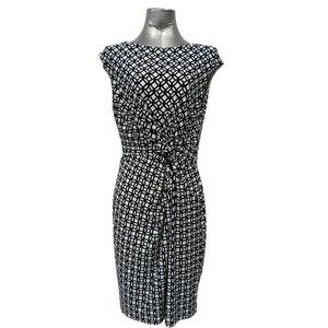 Lauren Ralph Lauren Womens sz 14  Geometric Twist Front Sheath Dress Jersey Knit